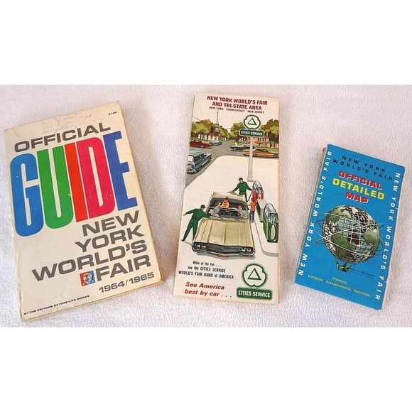 Lot of 3-1964-65 World's Fair‎ Guide Book, NYC Fair Map, Map of Fair Grounds - Picture 1 of 5